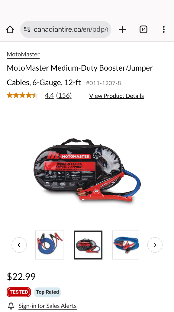 MotoMaster Medium-Duty Booster/Jumper Cables, 6-Gauge, 12-ft