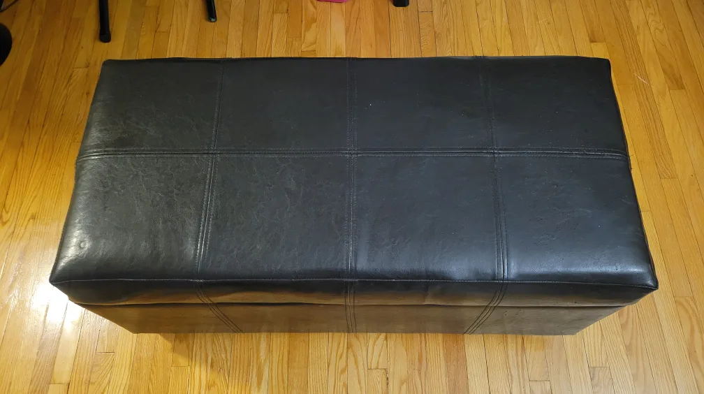 Black Faux Leather Storage Ottoman thumbnail