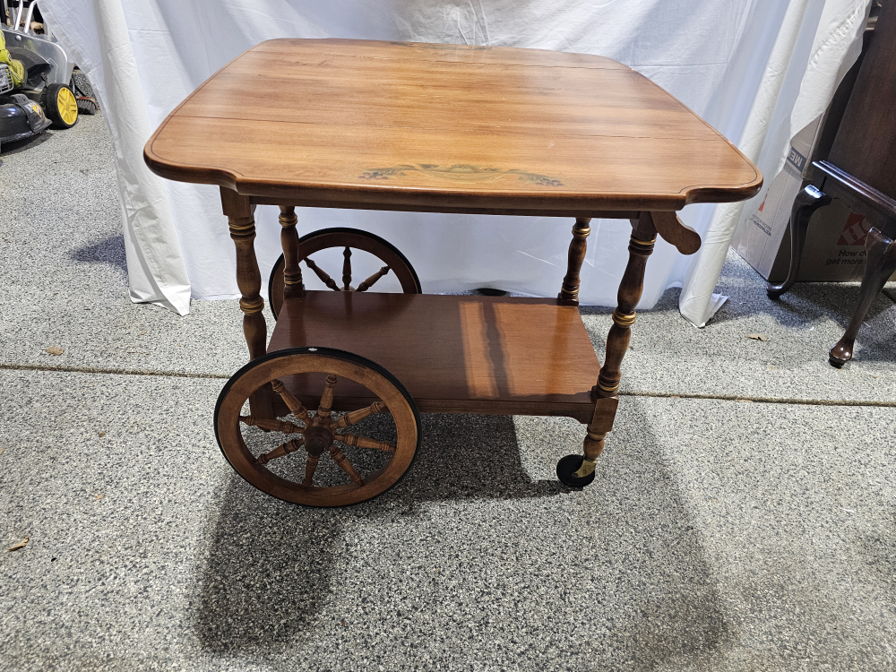 Vintage Serving Cart Bar Cart with Wheels  Drawer - photo 2