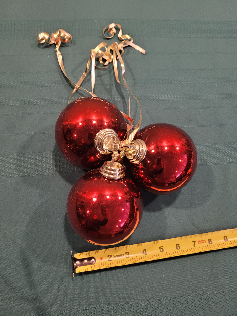 Set of 3 Red Christmas Ornaments