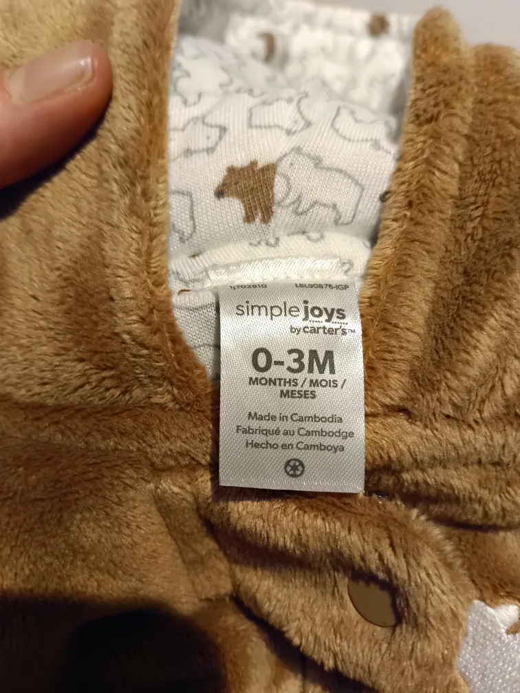Simple Joys by Carter's Brown Bear Baby Snowsuit jumpsuit image indicator(2)