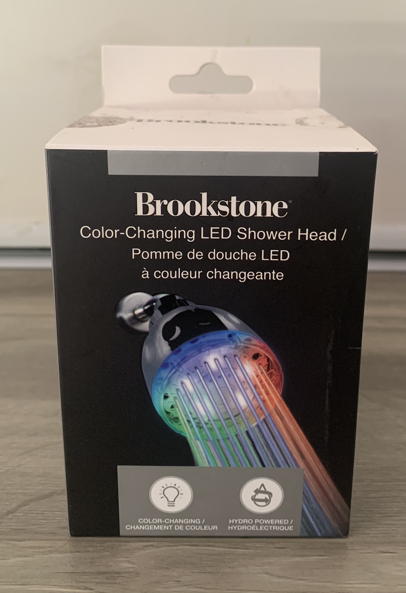 NEW BROOKSTONE MULTICOLOR CHANGING LED SHOWER HEAD