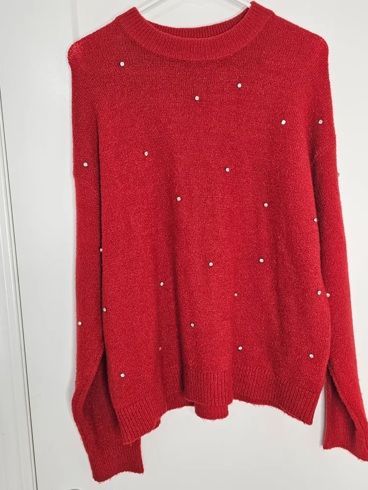 Red Sweater with Rhinestones