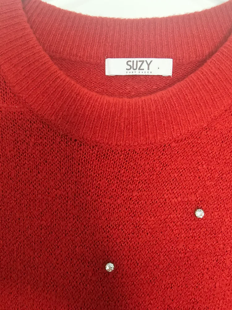 Red Sweater with Rhinestones image indicator(2)
