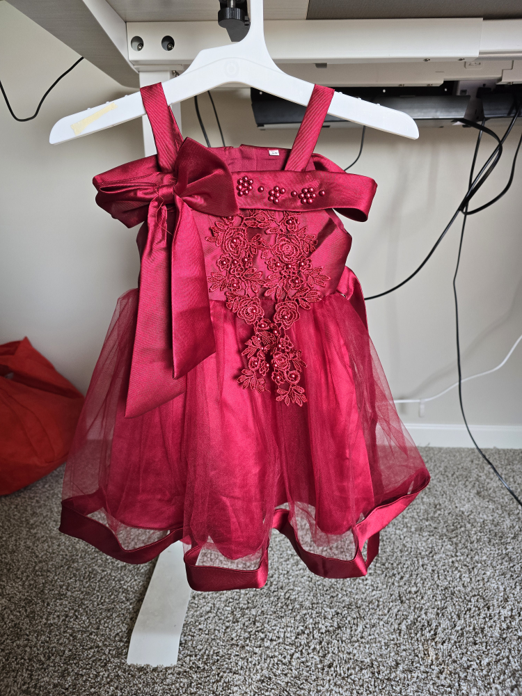 Red Baby Girl Dress with Bow - photo 2