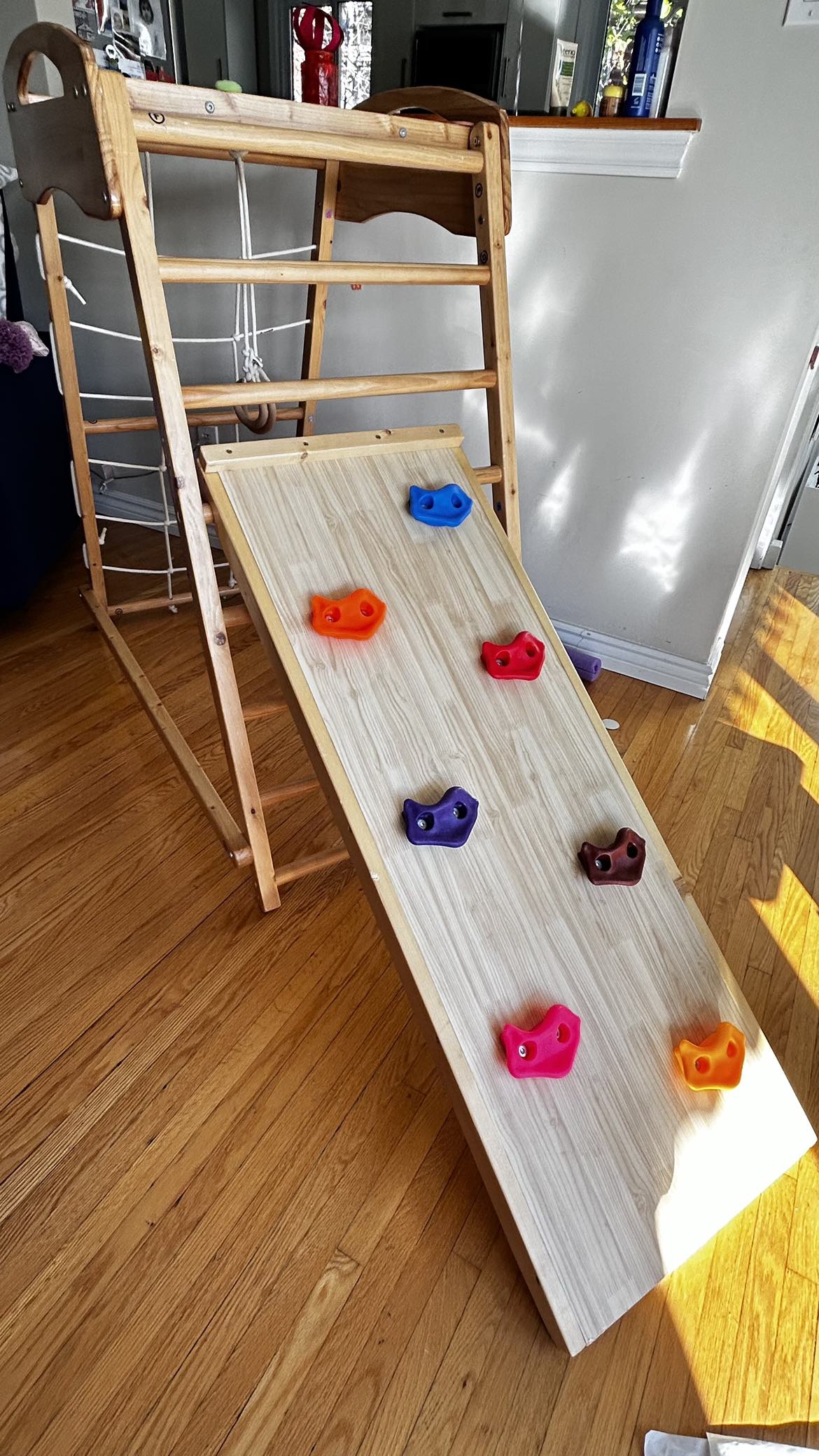 Wooden Toddler Gym with Slide - $100 - photo 2