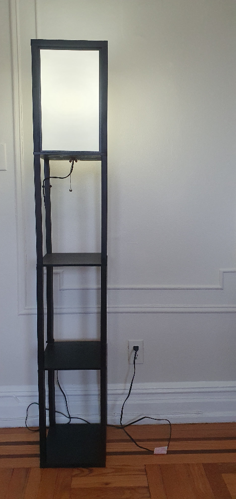 Black Floor Lamp with Shelves