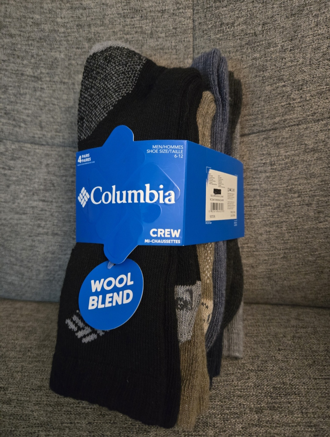 Columbia Men's Crew Socks - Wool blend - 4 pairs