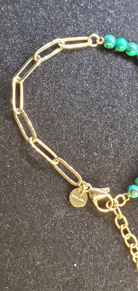 Gold Chain Malachite Bracelet image indicator(6)