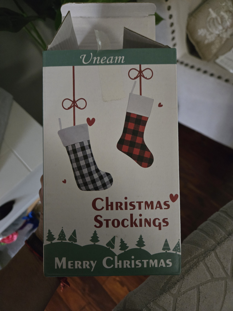 Christmas Stocking Black and White Plaid