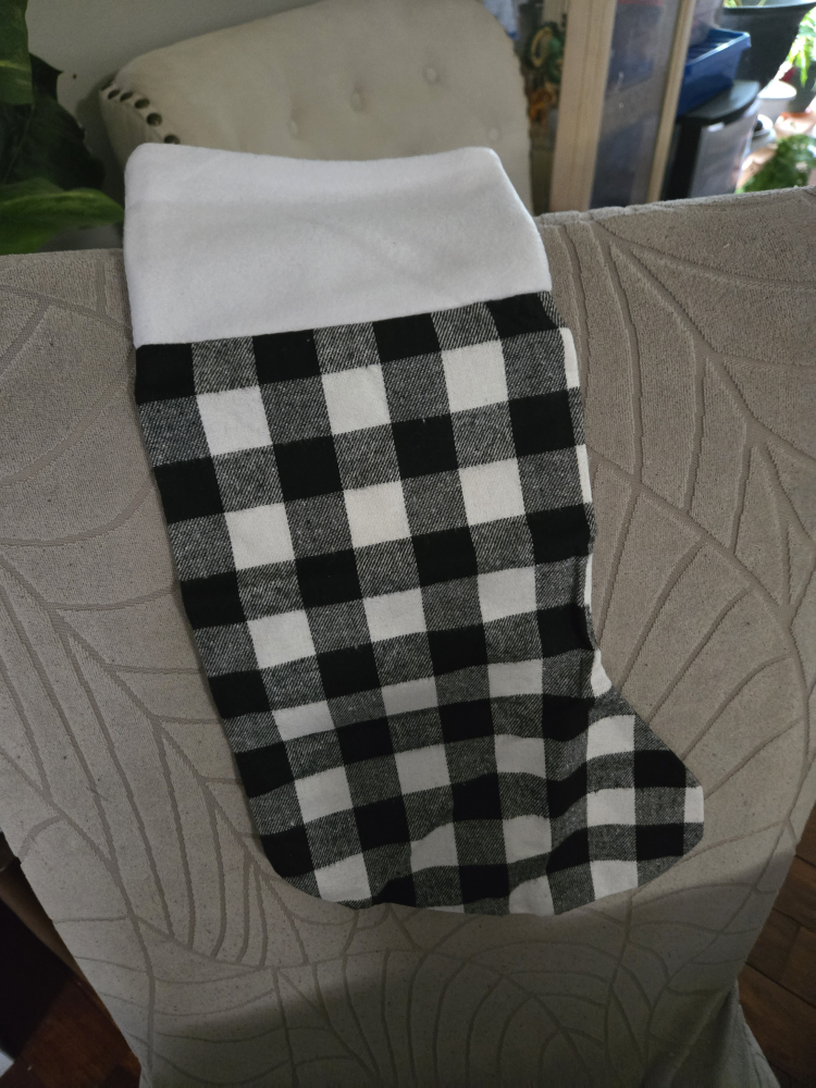 Christmas Stocking Black and White Plaid - photo 2