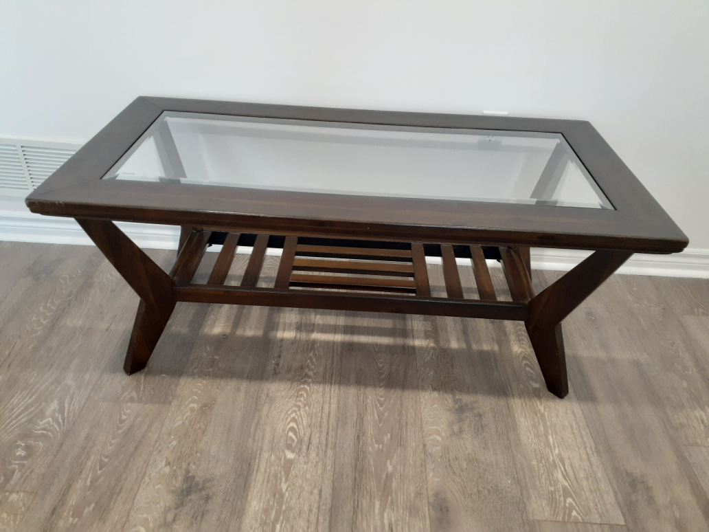 3-piece Ashley Glass & Solid Wood Coffee Table Set