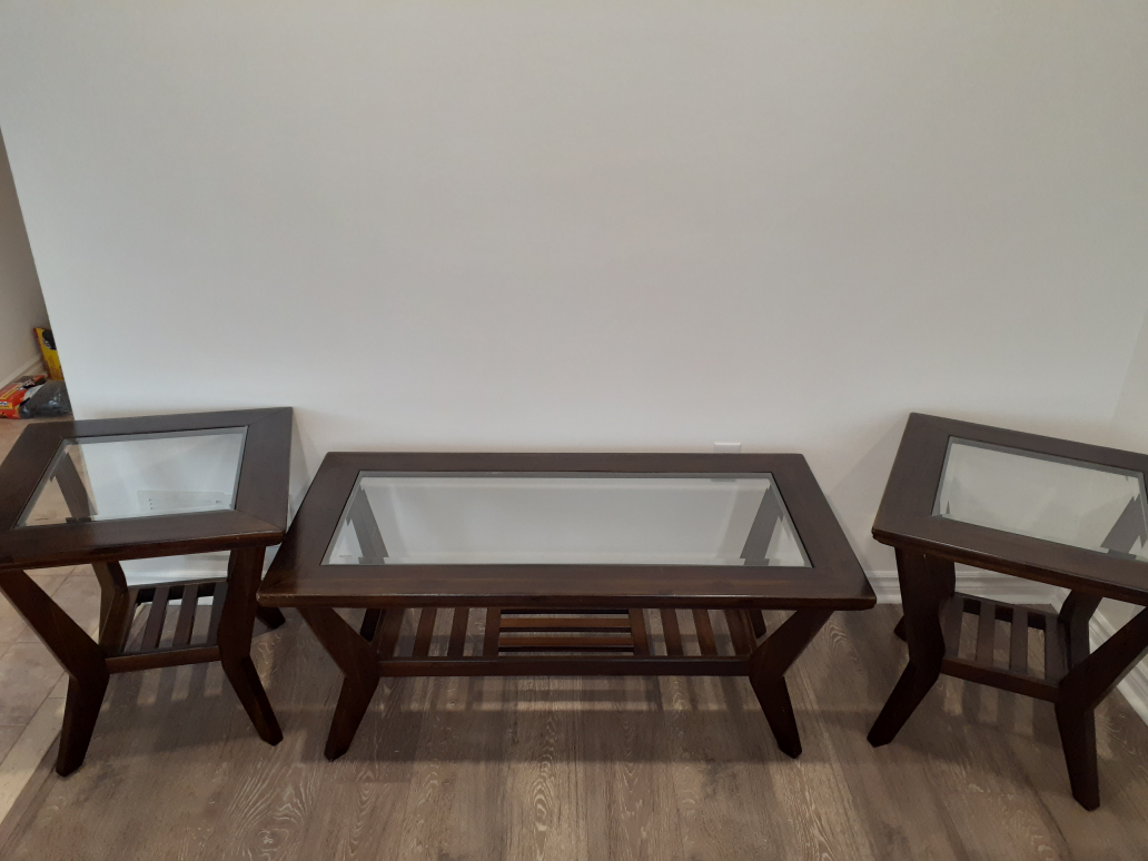 3-piece Ashley Glass & Solid Wood Coffee Table Set - photo 4