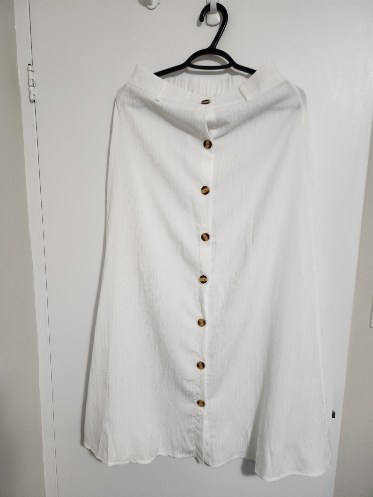 White Button Up Skirt Black flair skirt
