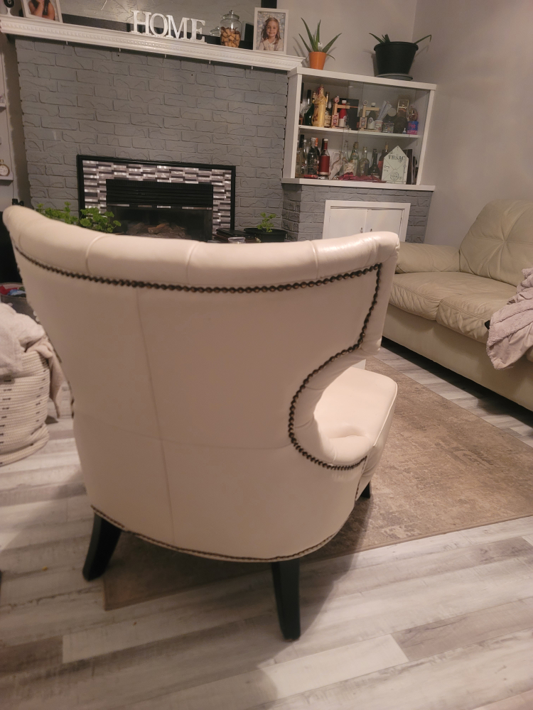 Beige Leather Accent Chair - photo 2