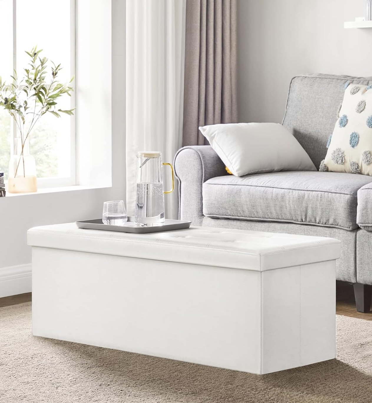 SONGMICS 43 Inches Folding Storage Ottoman Bench