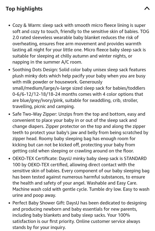 NEW!   DaysU Baby Sleep Sack, Sleeveless Wearable Blanket image indicator(7)