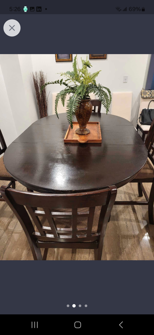 Dark Wood Dining Table Set with 4 Chairs - photo 2