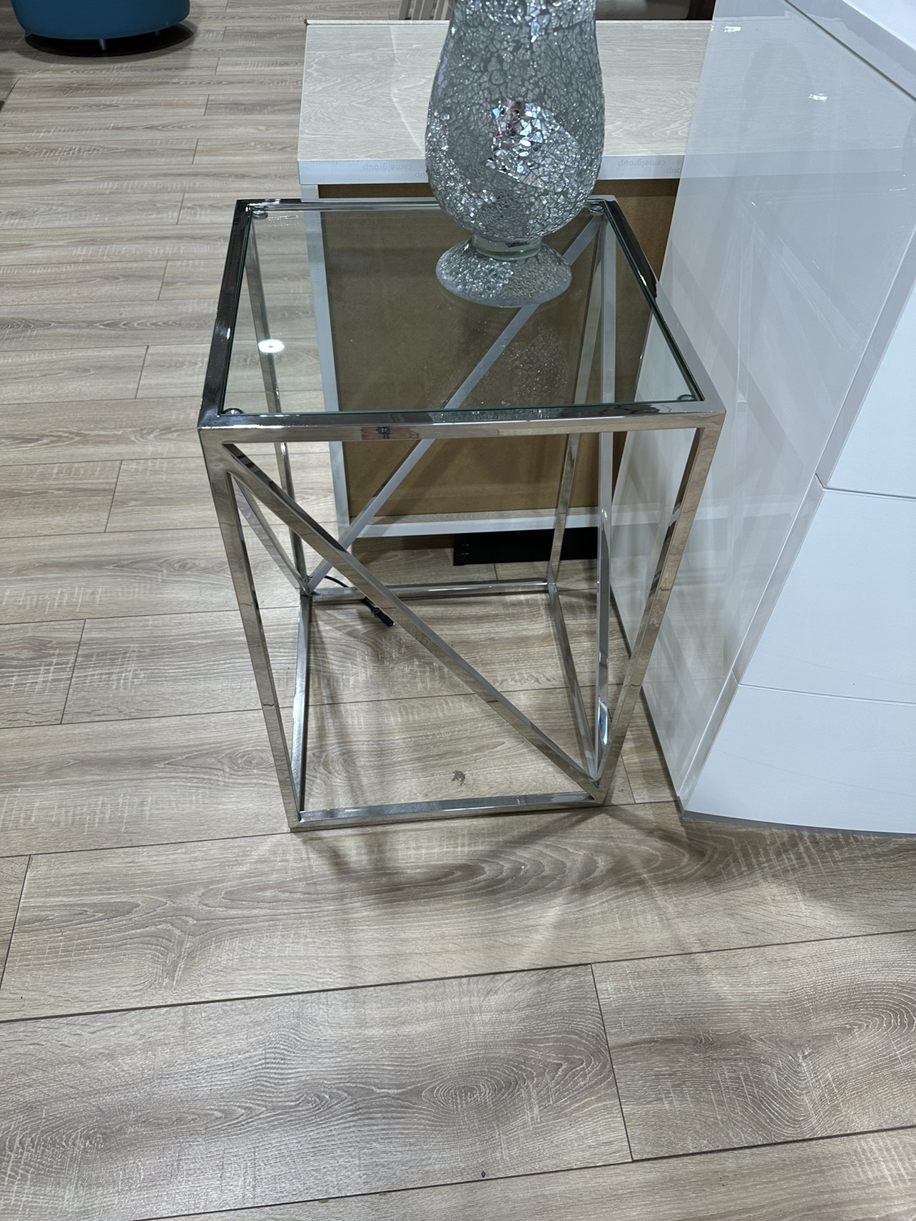 Glass and Chrome End Table