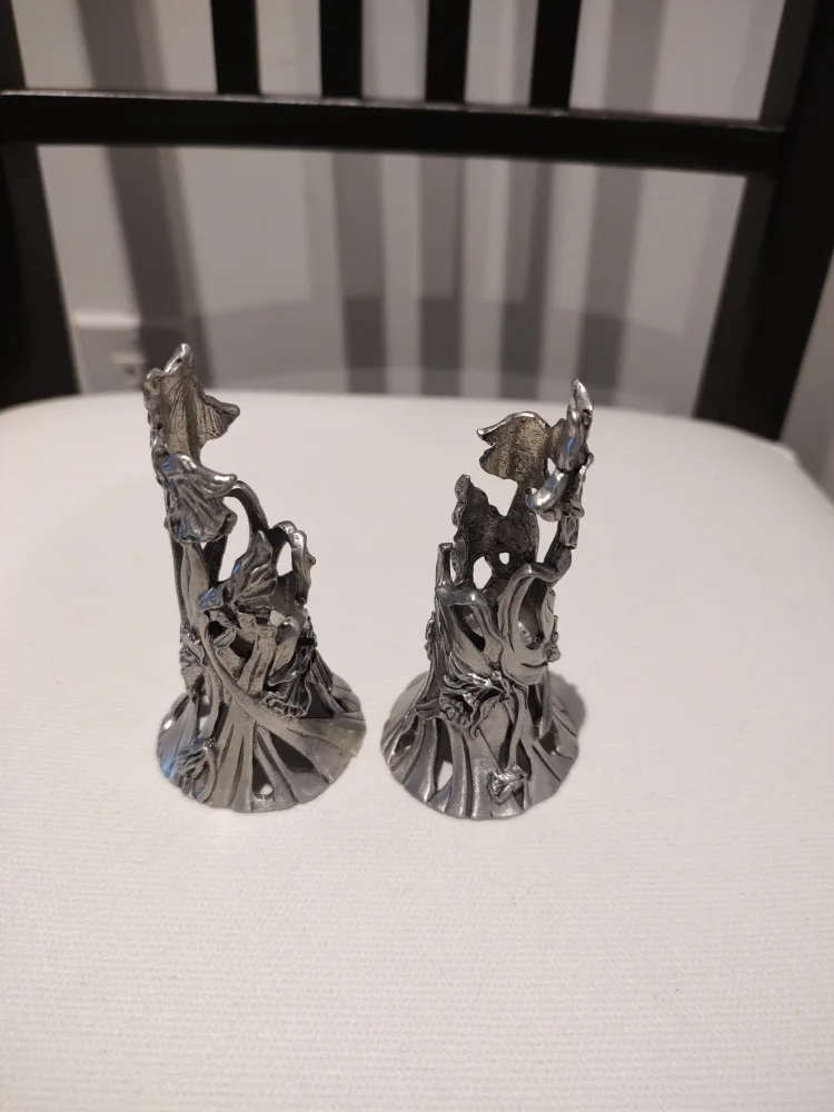 Set of 2 Pewter Candle holders with Floral Design image indicator(3)