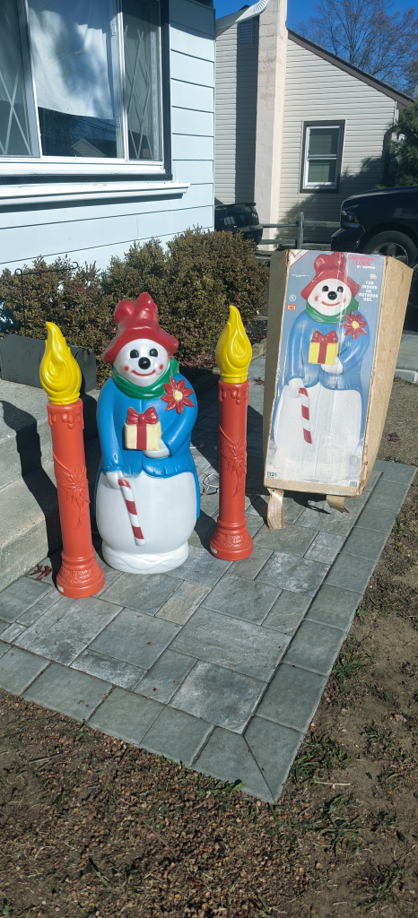 Vintage Illuminated Snowman Clown Christmas Yard Decoration