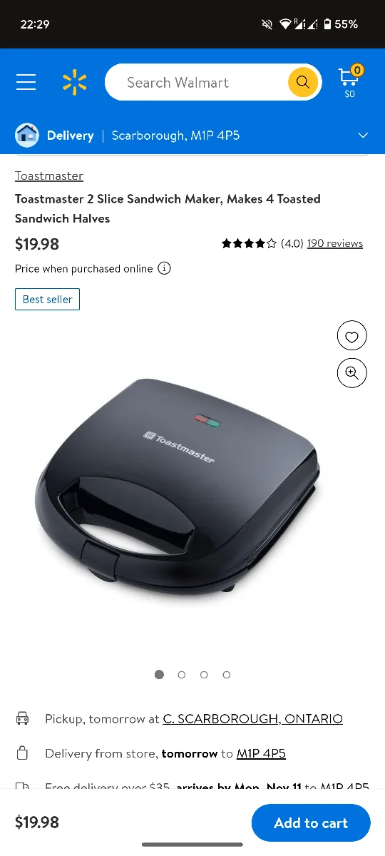 FREE - Toastmaster 2 Slice Sandwich Maker - Walmart thumbnail