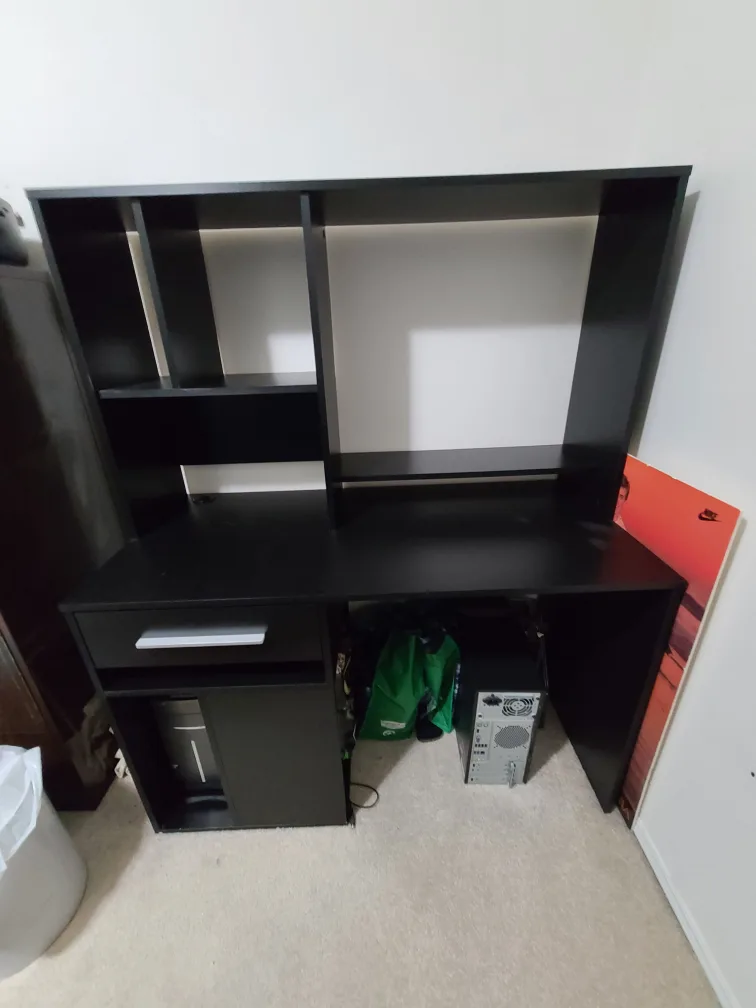 Black Computer Desk with Hutch