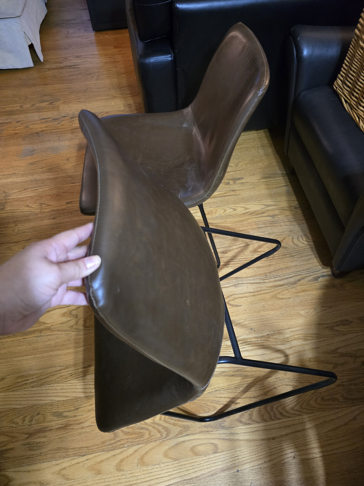 Set of 2 Brown Faux Leather Dining Chairs - photo 3