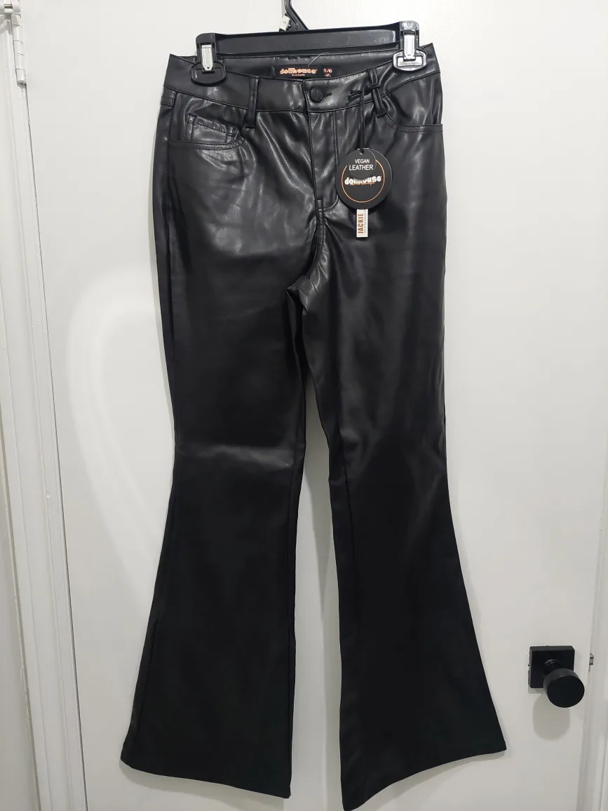 New - Black Dollhouse Vegan Leather Flare Pants NWT image indicator(5)