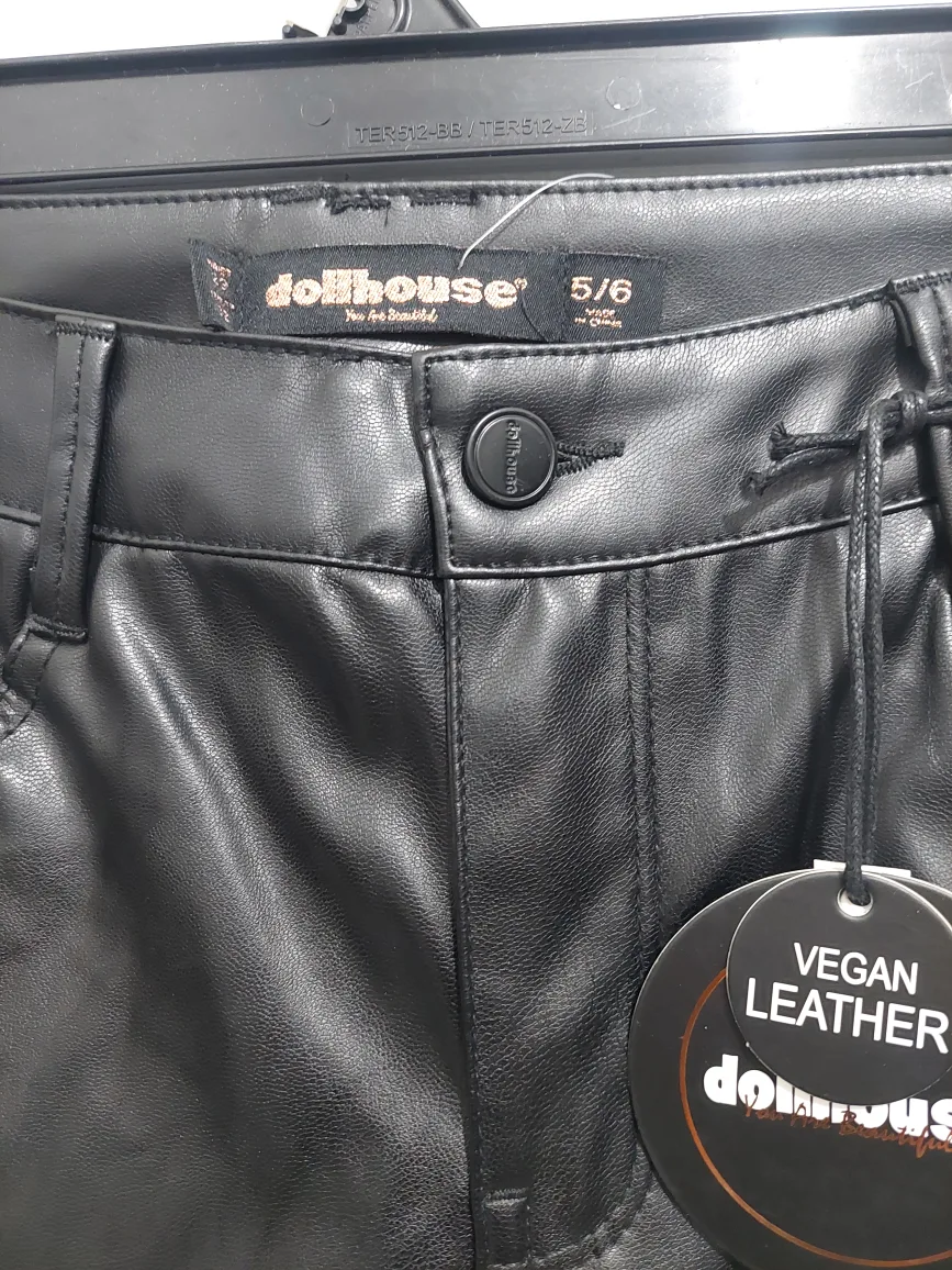 New - Black Dollhouse Vegan Leather Flare Pants NWT image indicator(3)