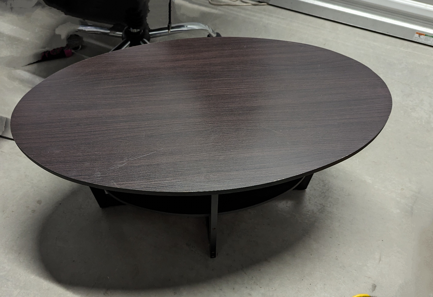 Black Oval Coffee Table with Shelf - photo 3