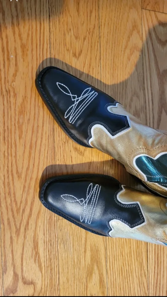 Zara Green Gold Cowboy Boots, size 7.5 US image indicator(4)