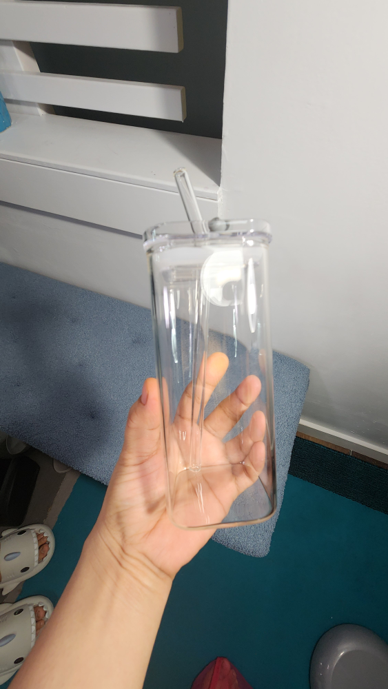 Clear Reusable Glass Tumbler with Straw - photo 2