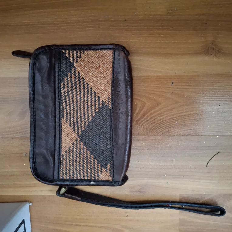 Brown Leather Clutch with Woven Detail image indicator(3)