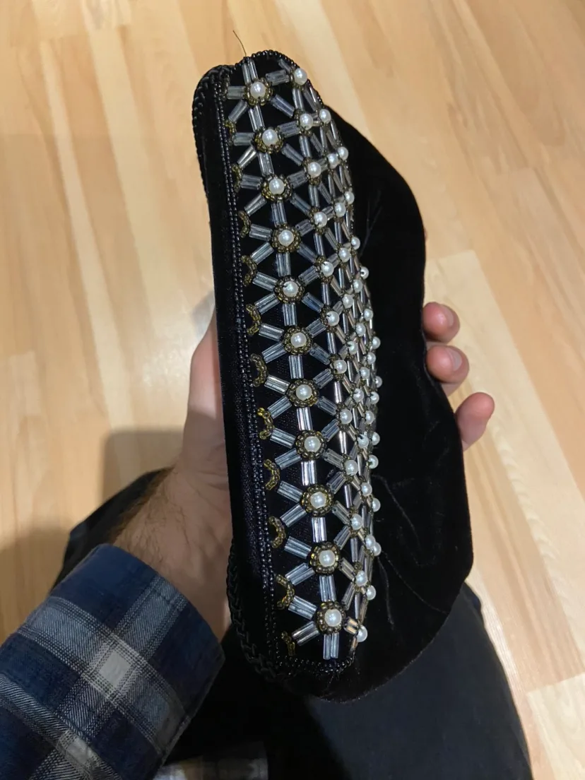 Black Evening Clutch Bag with Beaded Detail image indicator(3)