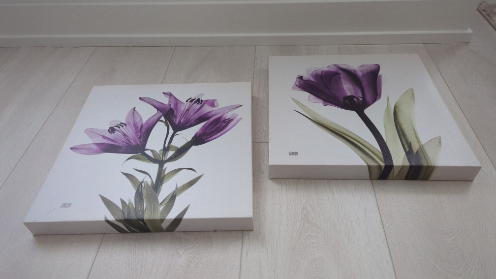 Set of 2 Canvas Wall Art Prints, Purple Flowers - photo 2