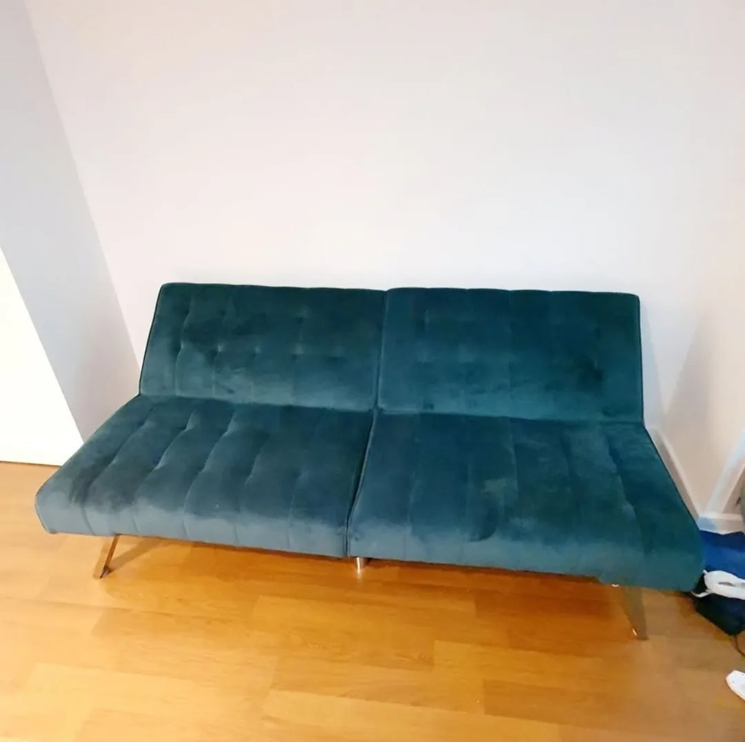 Green Futon Sofa Bed Couch with Reclining Back image indicator(6)