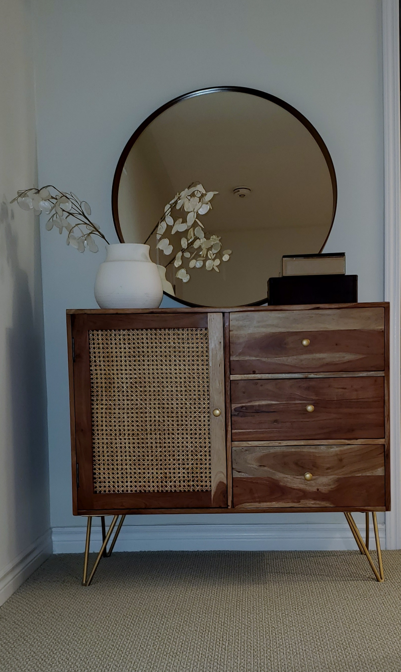 Wood And Cane Cabinet With 1 Door + 3 drawers - photo 2