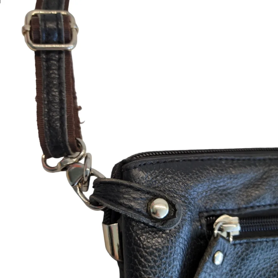 VINTAGE Black Leather Crossbody | Adjustable Length Strap image indicator(8)
