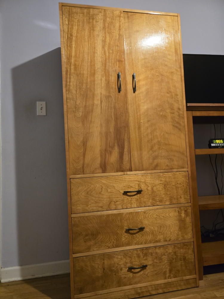 Tall Wood Cabinets - Two - with 3 Drawers