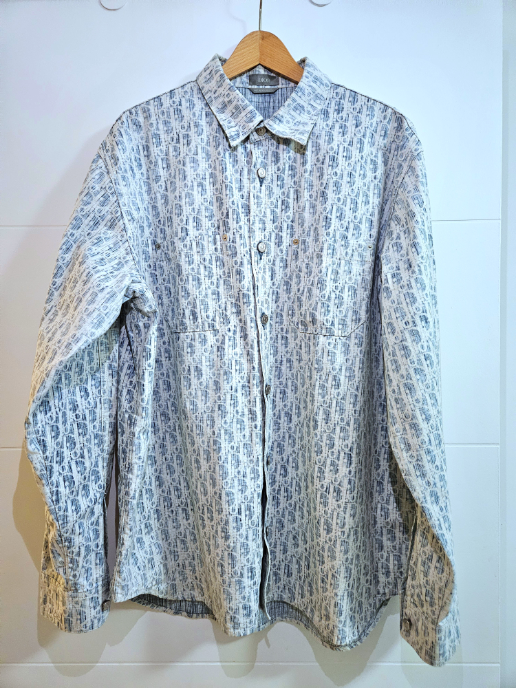 Dior Oblique Kasuri Cotton Denim Blue and white