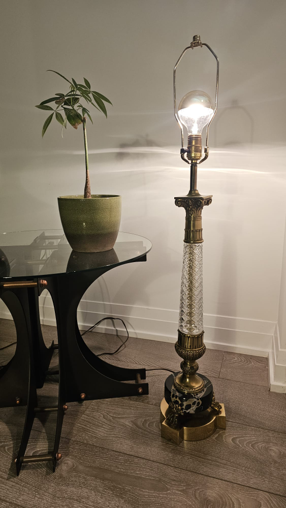 Vintage Crystal & Brass Floor Lamp - photo 5