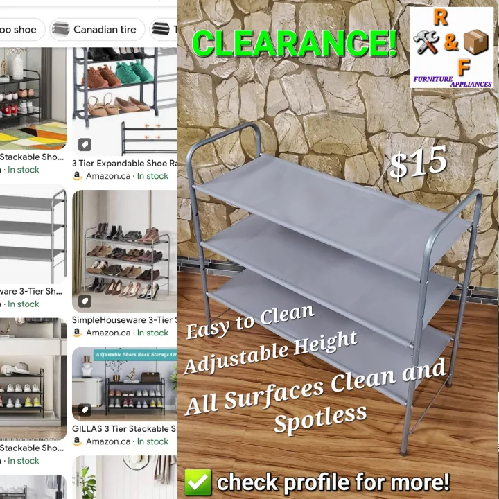 3tier ShoeRack Fabric Metal Frame Adjustable Height thumbnail