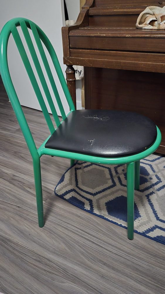 Green Metal Chair with Black Padded Seat - photo 3