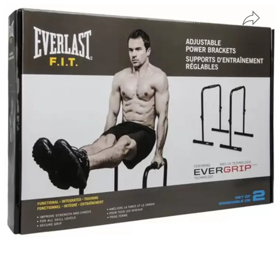 used Everlast Adjustable Power Brackets Dip Bars image indicator(5)