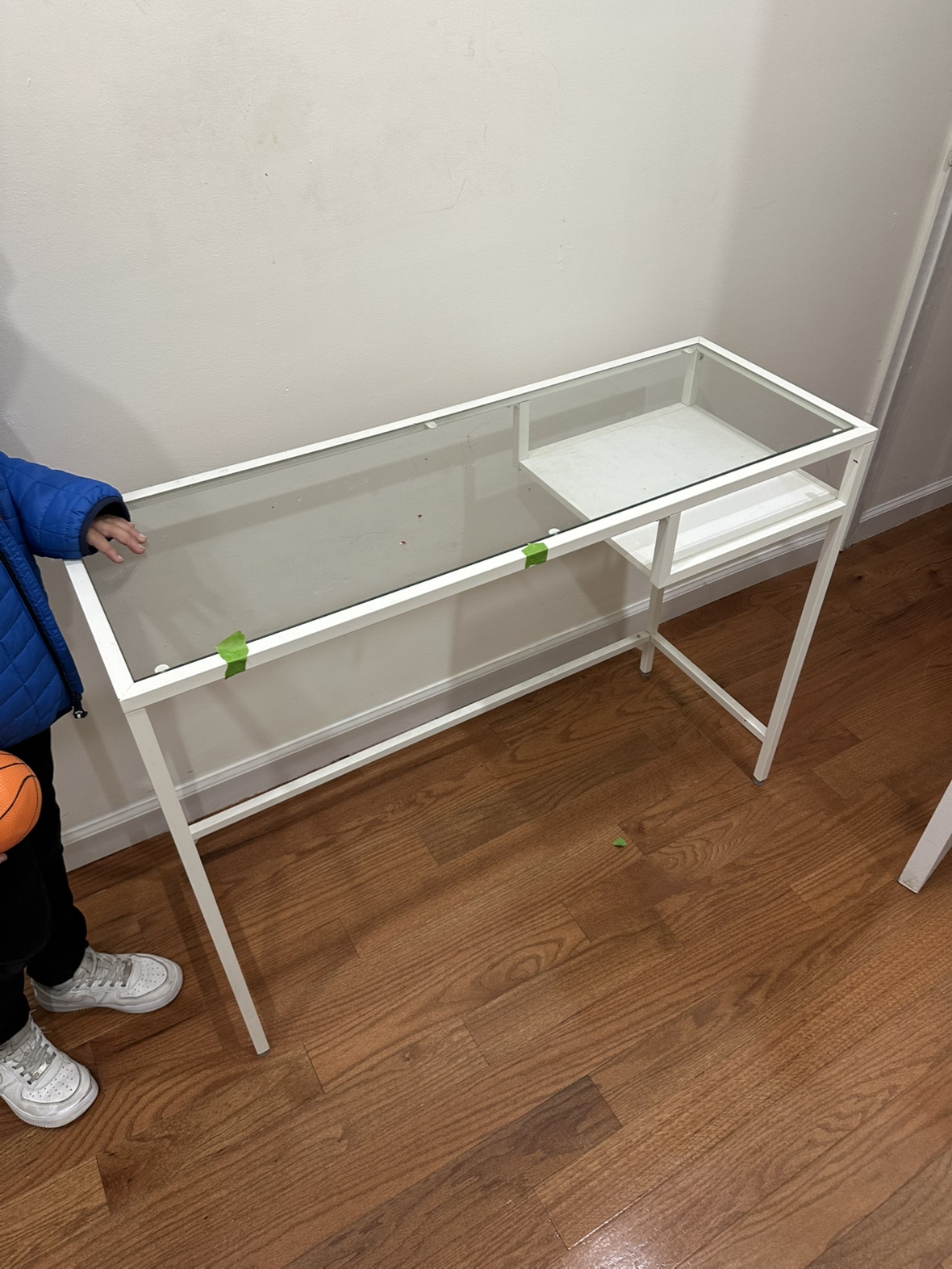 White Glass Top Desk
