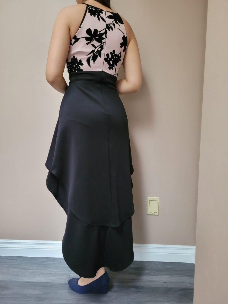 halter pink black dress - photo 2