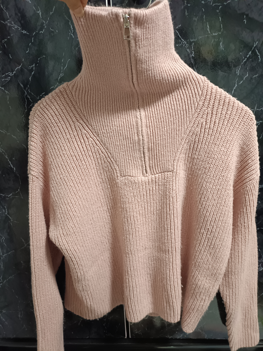 Pink Knit Sweater with Zipper (Moving Sale)