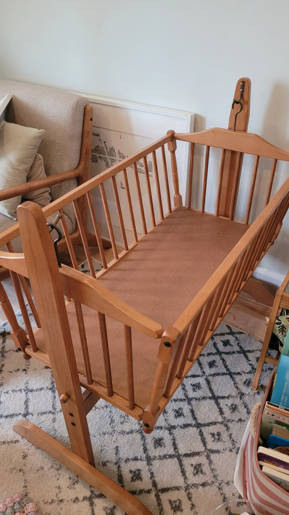 Vintage Wooden Baby Cradle