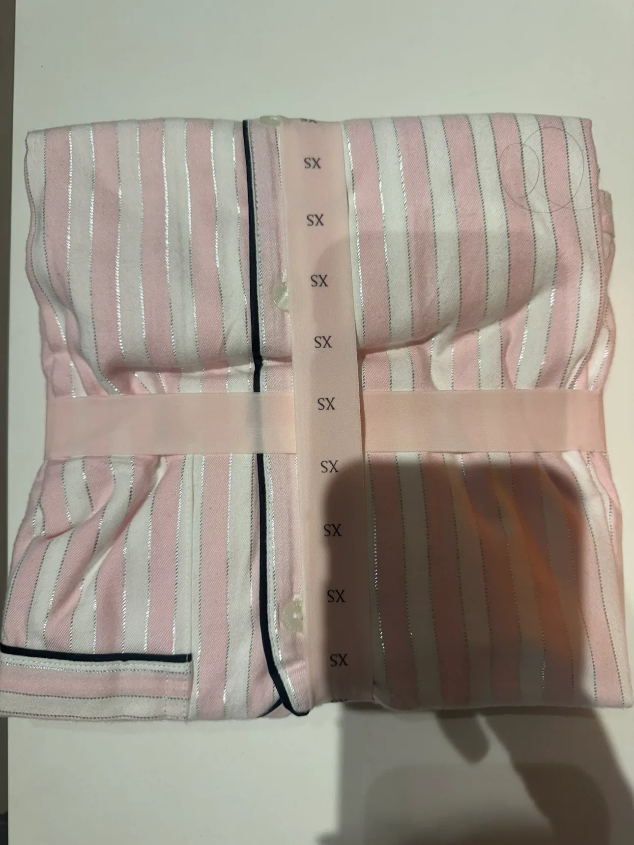 Victoria's Secret Pink and White Striped Flannel Pajama Set - XS image indicator(2)